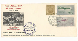 58704) India First Aerial Post Golden Jubilee  1961 Postmark Cancel - FDC