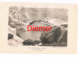 D101 036-3 Braunschweiger Hütte Zeno Diemer Piztal Alpenverein Berghütte Lichtdruck 1894!! - Andere & Zonder Classificatie