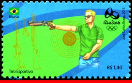 Ref. BR-3318S BRAZIL 2015 - OLYMPIC GAMES, RIO 2016,SHOOTING,WEAPONS,STAMP OF 4TH SHEET, MNH, SPORTS 1V Sc# 3318S - Waffenschiessen