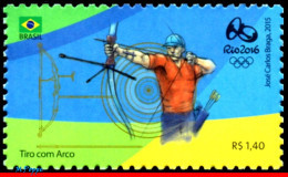 Ref. BR-3318X BRAZIL 2015 - OLYMPIC GAMES, RIO 2016,ARCHERY, STAMP OF 4TH SHEET, MNH, SPORTS 1V Sc# 3318X - Tiro Con L'Arco