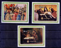 Easter, Religious Painting, Pilgrims Of Emaus Rembrandt, Aitutaki 1978 MNH 3 SS - Rembrandt