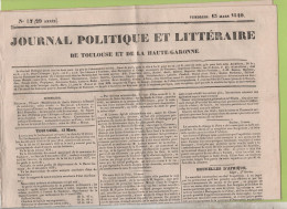 JOURNAL POLITIQUE TOULOUSE 13 03 1840 - OCTROI TOULOUSE - SMYRNE - CLARAC - FOIX - ALGERIE ABD-EL-KADER - MADRID - - 1800 - 1849