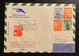 Österreich 1959 Privat-Ganzsache Trachtenmarken Mit Stempel Austrian Airlines Eröffnungsflug Wien Brüssel - Briefe