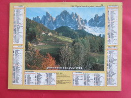 CALENDRIER ALMANACH DOLOMITES ITALIE PAYSAGE D'HIVER 1988 OLLER - Groot Formaat: 1981-90