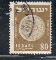 ISRAEL ISRAELE 1954 ANCIENT JUDEAN COINS 80m USED USATO OBLITERE' - Gebruikt (zonder Tabs)