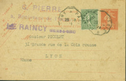 Entier Semeuse Camée 30c Rouge Storch M1 + Préoblitéré N°45 CAD Ambulant Lagny à Paris 29 8 1926 - Standaardpostkaarten En TSC (Voor 1995)