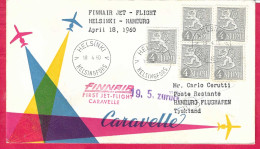 FINLAND - FIRST CARAVELLE  FLIGHT FINNAIR - FROM HELSINKI TO HAMBURG *18.4.60* ON OFFICIAL COVER - Storia Postale