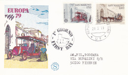 EUROPA CEPT, BUSS, STAGE COACH, COVER FDC, 1979, SAN MARINO - 1979