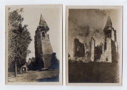PHOTO 560 - MILITARIA - 2 Photos Originales 6 X 8,5 - Le Clocher De L'Eglise D'ORVILLERS ( Somme ) - Guerre, Militaire