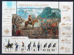 2017 Argentina Military Crossing Andes Horses Uniforms Souvenir Sheet MNH - Nuovi