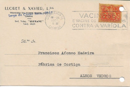 Portugal , 1955 Slogan Postmark VACINE-SE CONTRA  A VARÍOLA  , Smallpox Vaccine , LLORET & XAVIER, LDA Postcard - Storia Postale