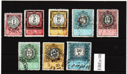 EBEx/48 LOT STEMPELMARKEN STEUERMARKEN ÖSTERREICH 1888  1-5-10-12-15-25-36-50 Kreuzer  Entwertet - Fiscali