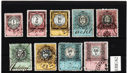 EBEx/62 LOT STEMPELMARKEN STEUERMARKEN ÖSTERREICH 1888  1-5-10-12-15-25-36-50-60 Kreuzer  Entwertet - Fiscaux