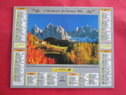 CALENDRIER ALMANACH 1993 ENVIRONS DE SAINT  ETIENNE DE TINEE ALPES MARIMES DOLOMITES VAL DE FUNES LE ODLE ITALIE OBERTHU - Groot Formaat: 1991-00