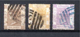 Hong Kong 1863 Old Victoria Stamps (Michel 8, 11 And 14) Watermark CC Used - Gebruikt