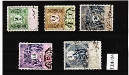 EBE/26 LOT STEMPELMARKEN STEUERMARKEN ÖSTERREICH 1893  50- 60 Kreuzer  1-2-5 Gulden  Entwertet - Fiscales