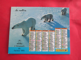 CALENDRIER ALMANACH 1993 LA NATURE DAUPHIN OURS BLANC OBERTHUR - Grand Format : 1991-00