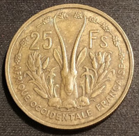 AFRIQUE OCCIDENTALE FRANCAISE - 25 FRANCS 1956 - KM 7 - Afrique Occidentale Française