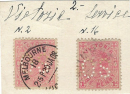 MELBOURNE VIC - 2 DIFFERENT 1 P. STAMP FRANKING  - 1908 Perforés. - Used Stamps