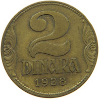 YUGOSLAVIA 2 DINARA 1938 #s014 0289 - Yougoslavie