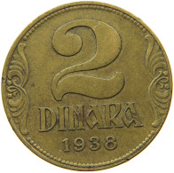 YUGOSLAVIA 2 DINARA 1938 #s035 0589 - Yougoslavie