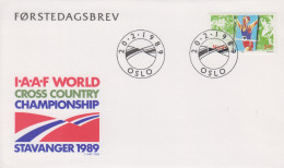 Enveloppe  FDC   1er   Jour   NORVEGE    Championnat  Du  Monde  De  Cross - Country    1989 - FDC