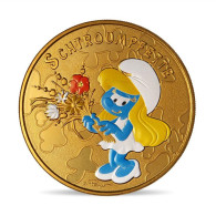 France Coin Medal 2021 Smurfette The Smurfs Colored Nordic Gold Cartoon 01859 - Commemoratives