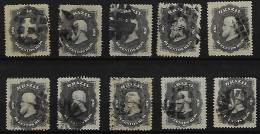 Brazil 1866 RHM-28 10 Stamp Emperor D. Pedro II 200 Réis Mute Fancy Cancel Postmark Used (catalog US$160) - Oblitérés