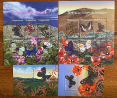 Turkmenistan 2002 Fauna. Butterfly. 2 Mini Sheets & 2 Souvenir Sheets. MNH - Turkmenistán