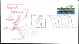 USA Winter Olympics Lake Placid Torch Relay Cover 1980. New York Relay Station - Hiver 1980: Lake Placid