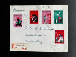 NETHERLANDS 1967 REGISTERED LETTER ZWIJNDRECHT TO MIDDELBURG 27-11-1967 NEDERLAND AANGETEKEND - Covers & Documents