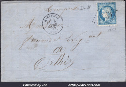 FRANCE N° 60A SUR LETTRE GC 1753 HAGUETMAU LANDES + CAD TYPE 16 DU 04/04/1872 - 1871-1875 Ceres