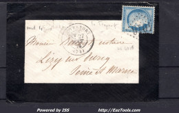 FRANCE N° 60C SUR LETTRE AVEC GC 4016 LE TRÉPORT SEINE INF + CAD DU 27/08/1874 - 1871-1875 Ceres