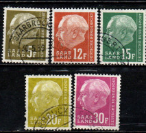 SARRE - 1957 - EFFIGIE DEL PRESIDENTE HEUSS  - VALORI CON LA F - 5-12-15-20-30  - USATI - Gebruikt