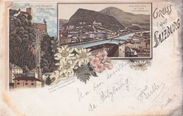 Gruss Aus Salzbug - Litho - Drahtseilbahn Auf Die Festung - Salzburg Mit Dem Kapuzinerberg - Ed. Louis Glaser R. Karlman - Salzburg Stadt