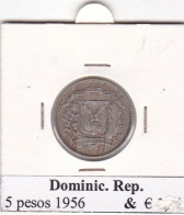 REPUBBLICA DOMENICANA   5 PESOS  ANNO 1956 COME DA FOTO - Dominikanische Rep.