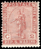 San Marino 1899 Statue Of Liberty 2c Brown Unmounted Mint. - Unused Stamps