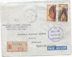 NOUVELLE CALEDONIE 20FR+1FR LETTRE COVER REC AVION NOUMEA 4.2.1957 POUR NEW ZEALAND - Brieven En Documenten