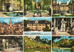 HELLBRUNN, MULTIPLE VIEWS, FOUNTAIN, ARCHITECTURE, STEIN THEATER, DEER, STATUE, PALACE, AUSTRIA - Salzburg Stadt