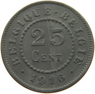 BELGIUM 25 CENTIMES 1916 #a056 0721 - 25 Cent