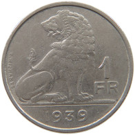 BELGIUM 1 FRANC 1939 #a046 0357 - 1 Franc