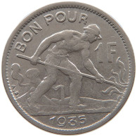 BELGIUM 1 FRANC 1935 #a061 0381 - 1 Franc