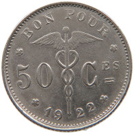 BELGIUM 50 CENTIMES 1922 #a046 0719 - 50 Cents