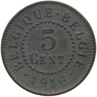 BELGIUM 5 CENTIMES 1916 #c017 0101 - 5 Centimes