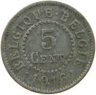 BELGIUM 5 CENTIMES 1916 #a057 0085 - 5 Cents