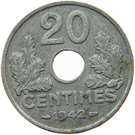 FRANCE 20 CENTIMES 1942 #s042 0283 - 20 Centimes