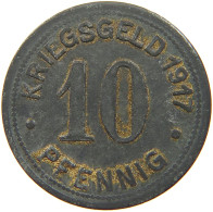 GERMANY NOTGELD 10 PFENNIG 1917 BOTTROP #a038 0839 - Other & Unclassified