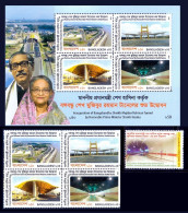 2023 Bangladesh Inauguration Bangabandhu Under River Road Tunnel Transportation Transport 4v MS 4v OFF From MS + 1v MNH - Otros (Tierra)