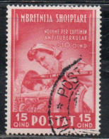 ALBANIA 1943 PRO OPERE ANTI TUBERCOLARI ANTITUBERCOLARI TUBERCOLOSI TUBERCULOSIS 15q + 10q USATO USED OBLITERE' - Albanie