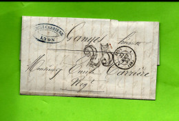 1853  De Lyon Rhone  Tarif 25 C.  Pour Ganges Hérault  Emile Carrière  Manufacture « Mon Cher Père » V.SCANS - 1849-1876: Klassieke Periode